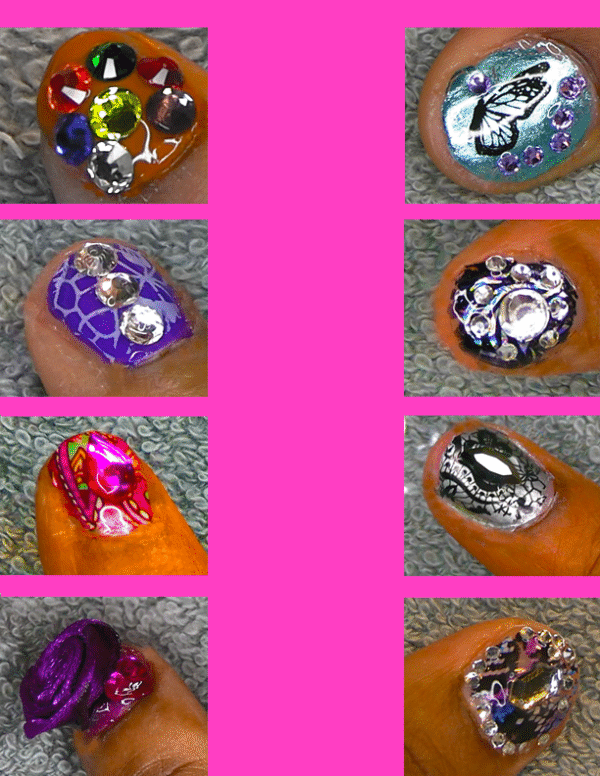 8 nails with 8 different designs.